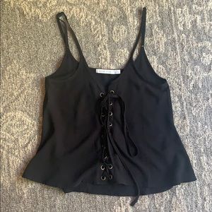 Bishop + Young Black Lace-up Spaghetti Strap Top
